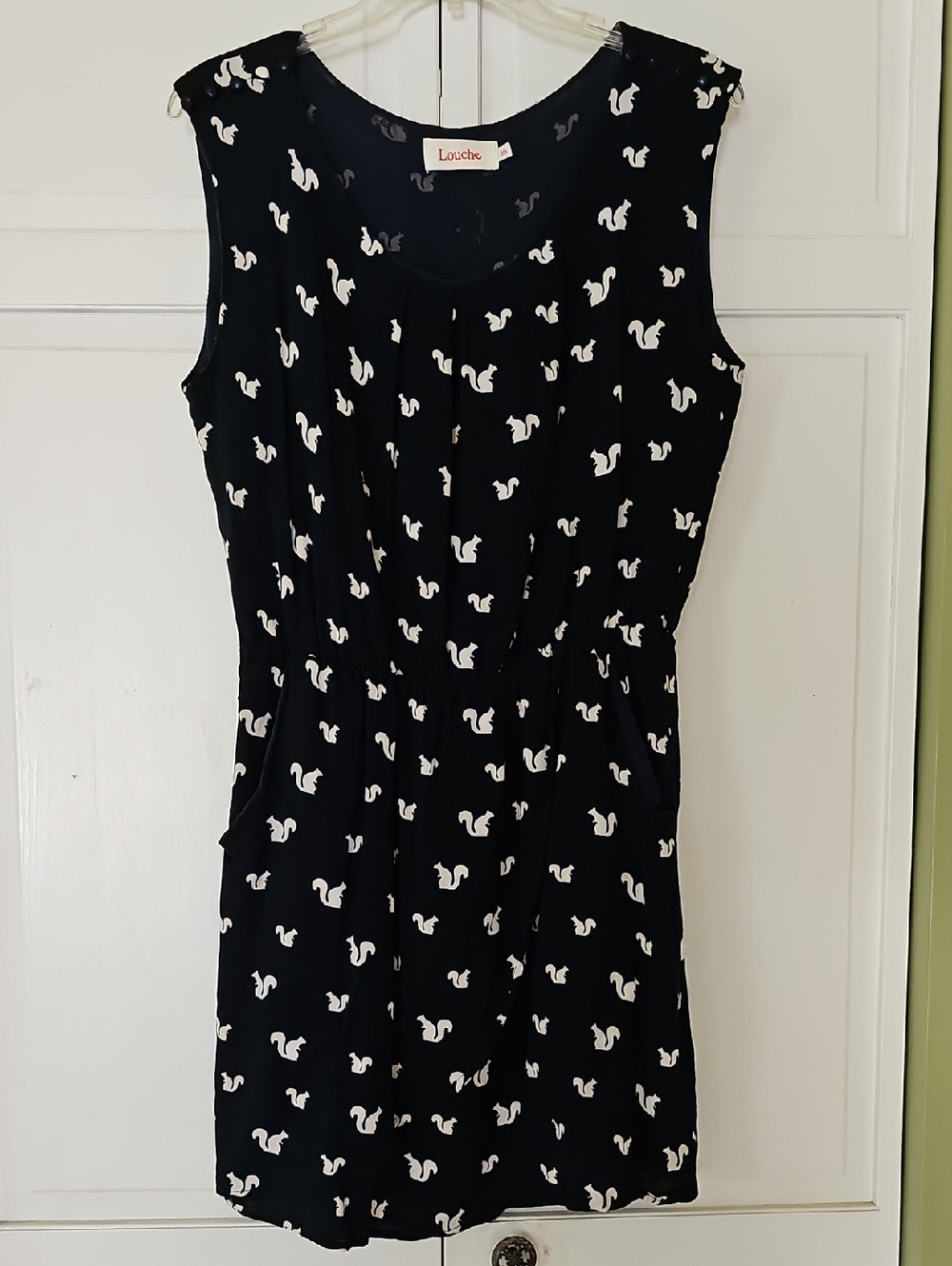 Louche Navy Blue Sleeveless Squirrel Print Dress Size 16